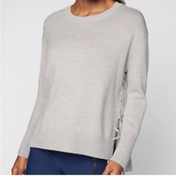 Athleta Sweaters - Athleta Nopa merino wool side lace up sweater light gray S